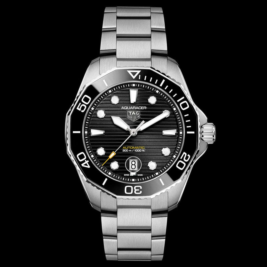 Tag Heuer Aquaracer Professional 300 Automatic Black Dial Silver Steel Strap Watch for Men - WBP201A.BA0632