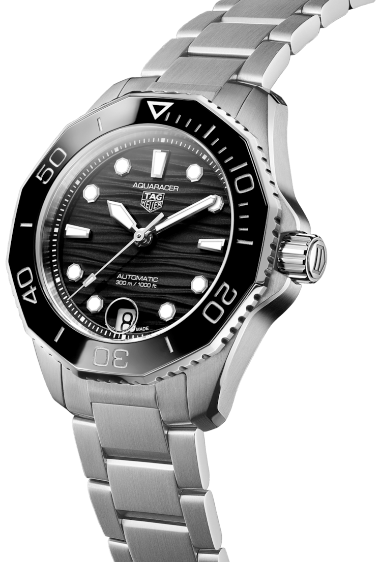Tag Heuer Aquaracer Professional 300 Automatic Black Dial Silver Steel Strap Watch for Women - WBP231D.BA0626