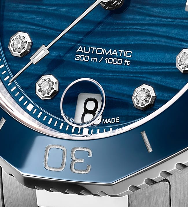 Tag Heuer Aquaracer Professional 300 Automatic Diamonds Blue Dial Silver Steel Strap Watch for Women - WBP231B.BA0618