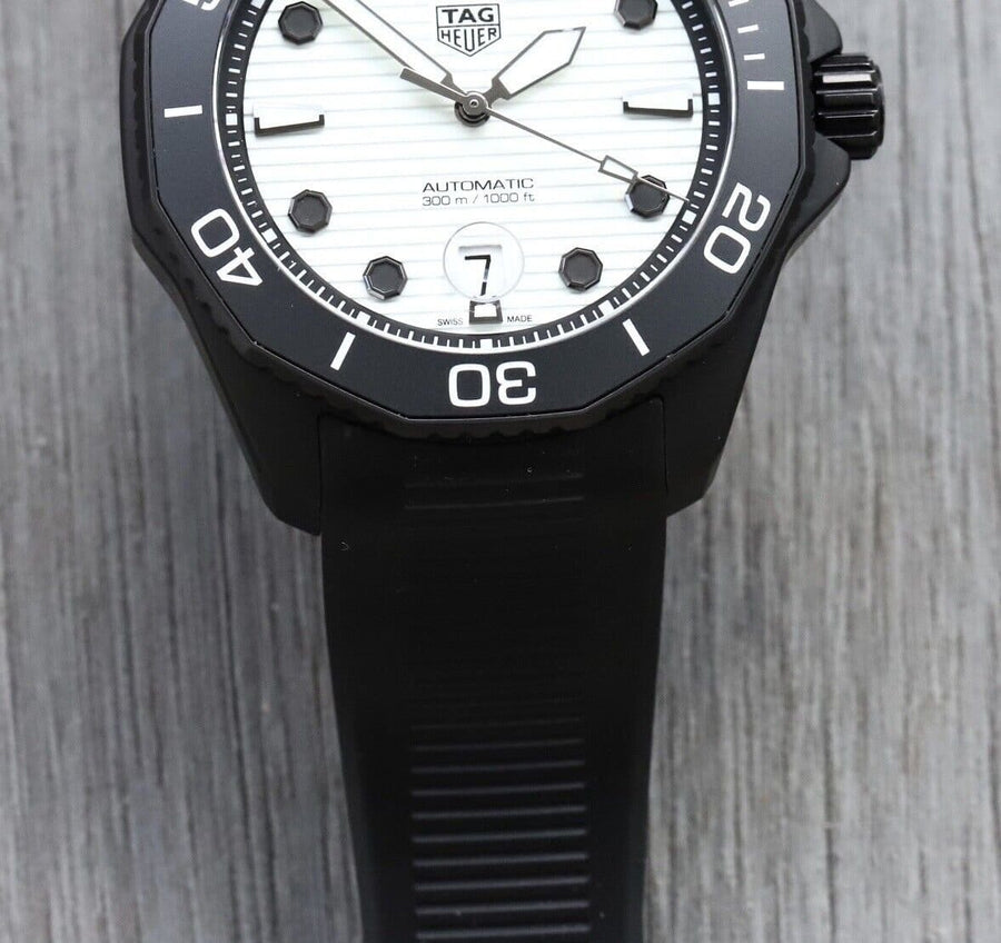 Tag Heuer Aquaracer Professional 300 Automatic White Dial Black Rubber Strap Watch for Men - WBP201D.FT6197