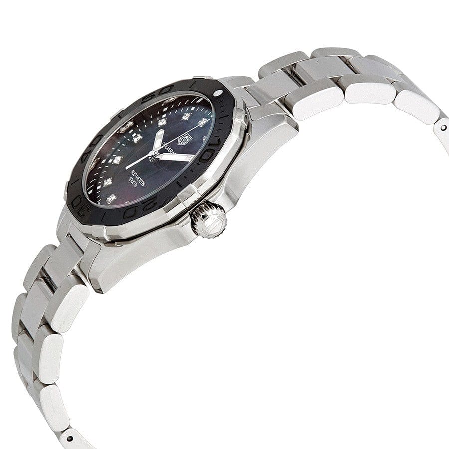 Tag Heuer Aquaracer Quartz Black Dial Silver Steel Strap Watch for Women - WAY131M.BA0748