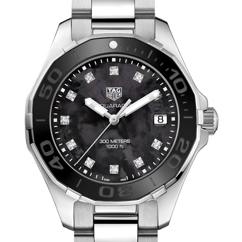 Tag Heuer Aquaracer Quartz Black Dial Silver Steel Strap Watch for Women - WAY131M.BA0748