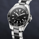 Tag Heuer Aquaracer Quartz Black Dial Two Tone Steel Strap Watch for Men - WAY131A.BA0913