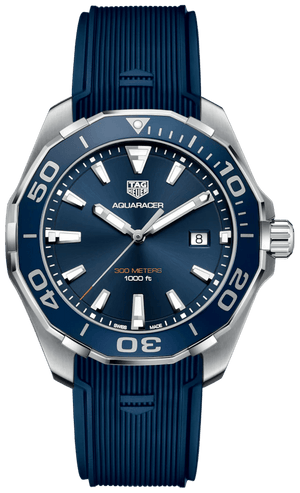 Tag Heuer Aquaracer Quartz Blue Dial Blue Rubber Strap Watch for Men -  WAY101C.FC6153