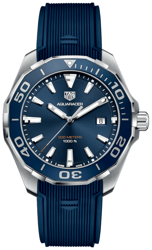Tag Heuer Aquaracer Quartz Blue Dial Blue Rubber Strap Watch for Men -  WAY101C.FC6153