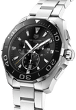 Tag Heuer Aquaracer Quartz Chronograph Black Dial Silver Steel Strap Watch for Men - CAY111A.BA0927