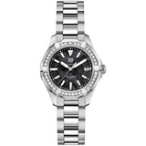 Tag Heuer Aquaracer Quartz Diamonds Black Dial Silver Steel Strap Watch for Women - WAY131P.BA0748