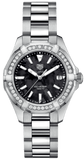 Tag Heuer Aquaracer Quartz Diamonds Black Dial Silver Steel Strap Watch for Women - WAY131P.BA0748