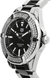 Tag Heuer Aquaracer Quartz Diamonds Black Dial Two Tone Steel Strap Watch for Men - WAY131E.BA0913