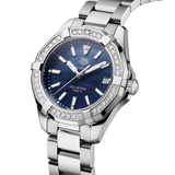 Tag Heuer Aquaracer Quartz Diamonds Blue Dial Silver Steel Strap Watch for Women - WAY131N.BA0748
