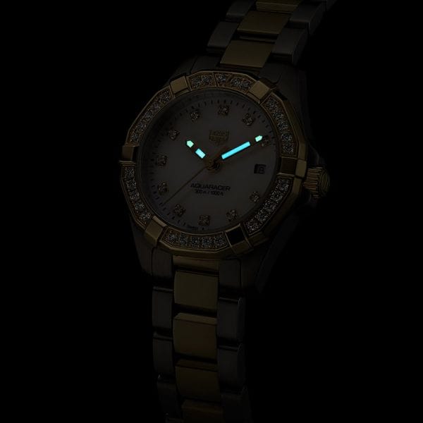 Tag Heuer Aquaracer Quartz Diamonds Mother of Pearl Dial Two Tone Steel Strap Watch for Women - WBD1423.BB0321