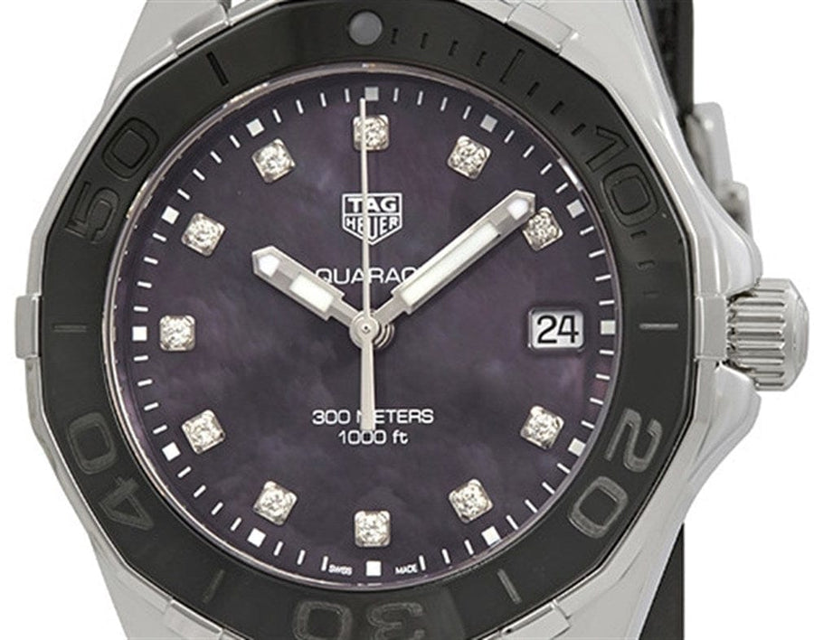 Tag Heuer Aquaracer Quartz Mother of Pearl Black Dial Black NATO Strap Watch for Women - WAY131M.FT6092