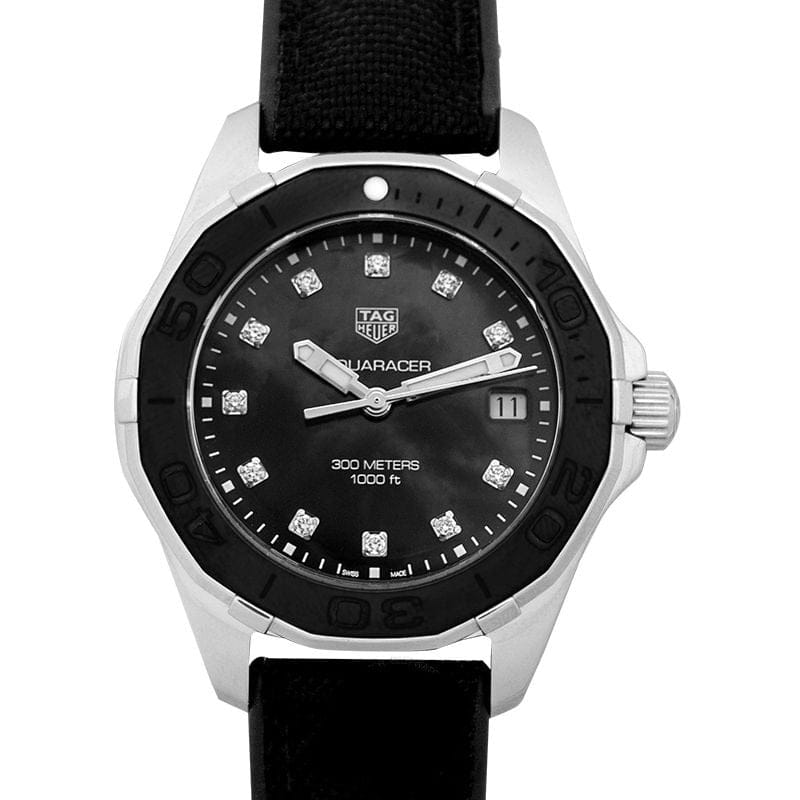 Tag Heuer Aquaracer Quartz Mother of Pearl Black Dial Black NATO Strap Watch for Women - WAY131M.FT6092