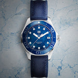 Tag Heuer Aquaracer Quartz Mother of Pearl Blue Dial Blue NATO Strap Watch for Women - WAY131L.FT6091