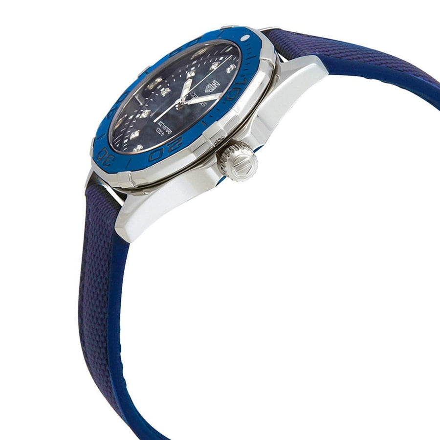 Tag Heuer Aquaracer Quartz Mother of Pearl Blue Dial Blue NATO Strap Watch for Women - WAY131L.FT6091