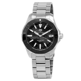 Tag Heuer Aquaracer Quartz 35mm Black Dial Silver Steel Strap Watch for Women - WAY131K.BA0748