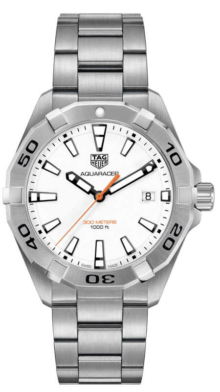 Tag Heuer Aquaracer Quartz White Dial Silver Steel Strap Watch for Men - WBD1111.BA0928