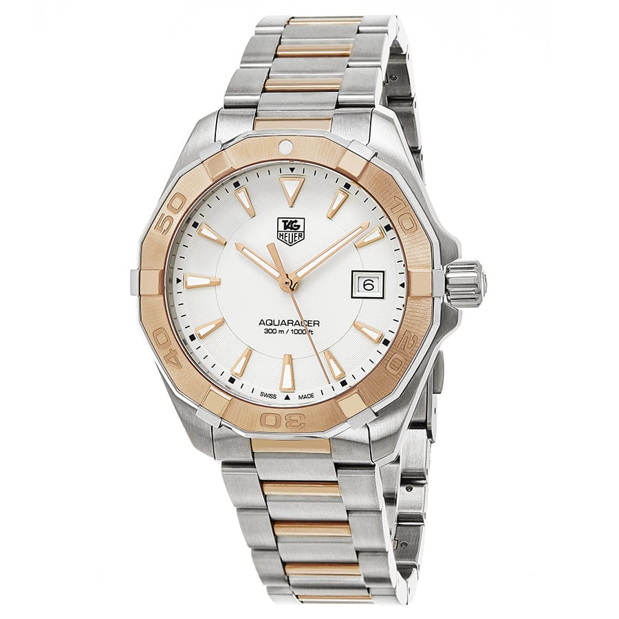 Tag Heuer Aquaracer Quartz White Dial Silver Strap Watch for Men - WAY1150.BD0911