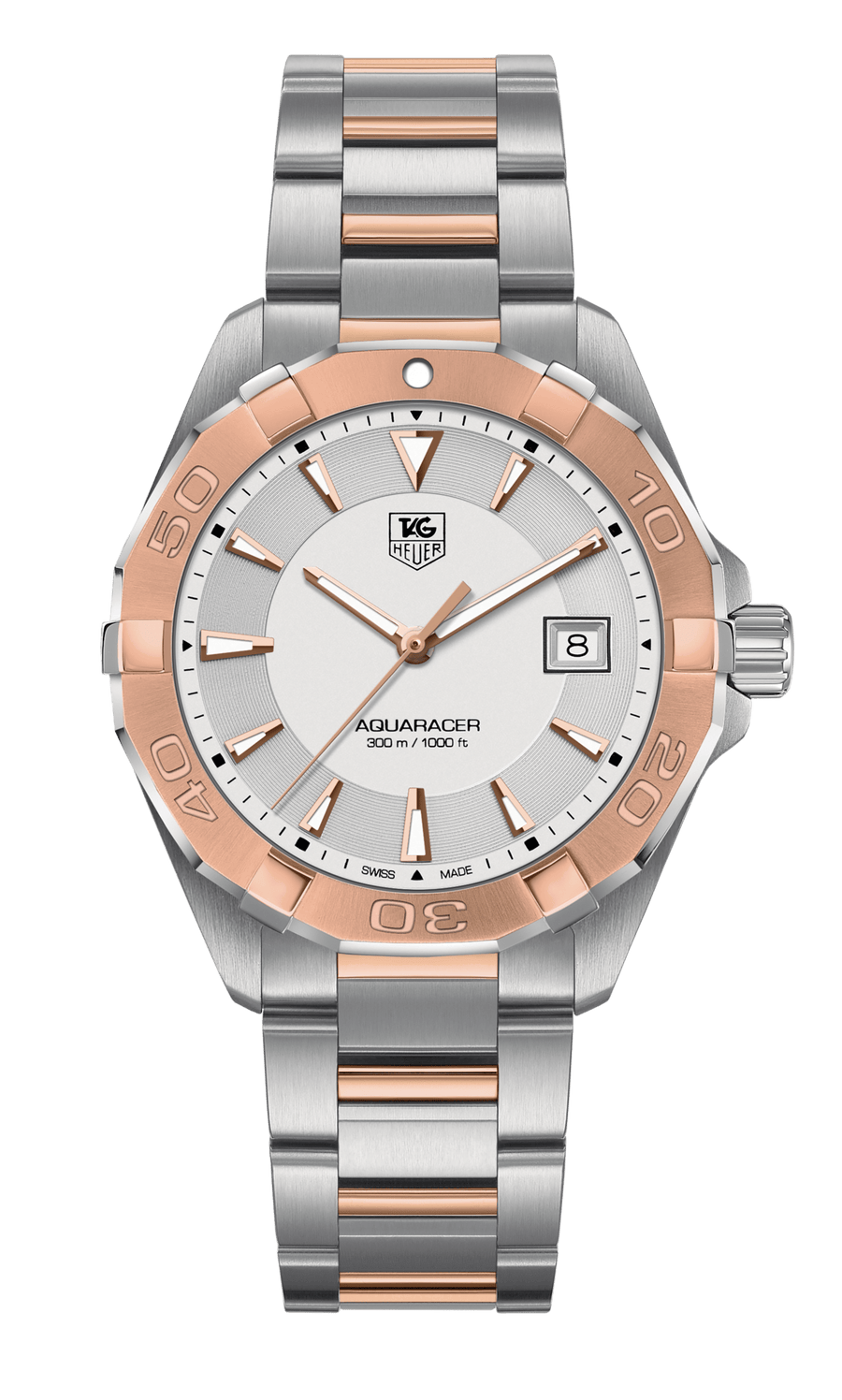 Tag Heuer Aquaracer Quartz White Dial Silver Strap Watch for Men - WAY1150.BD0911
