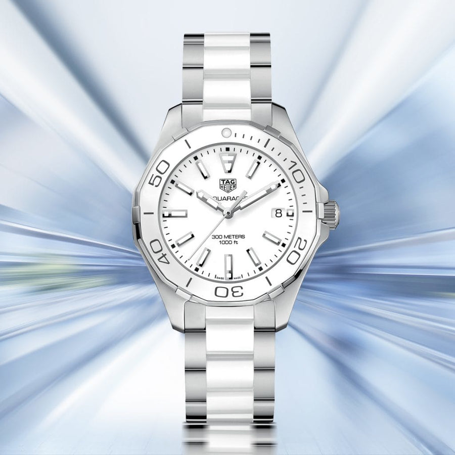 Tag Heuer Aquaracer Quartz White Dial Two Tone Steel Strap Watch Women - WAY131B.BA0914