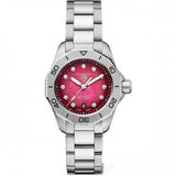 Tag Heuer Aquaracer Professional 200 Automatic Diamond Ruby Red Dial Silver Steel Strap Watch for Women - WBP2414.BA0622