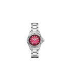 Tag Heuer Aquaracer Professional 200 Automatic Diamond Ruby Red Dial Silver Steel Strap Watch for Women - WBP2414.BA0622