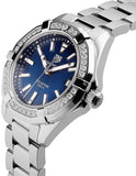 Tag Heuer Aquaracer Quartz 35mm Diamond Blue Dial Silver Steel Strap Watch for Women - WAY131N.BA0748