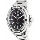 Tag Heuer Aquaracer Quartz 35mm Diamond Black Dial Silver Steel Strap Watch for Women - WAY131P.BA0748