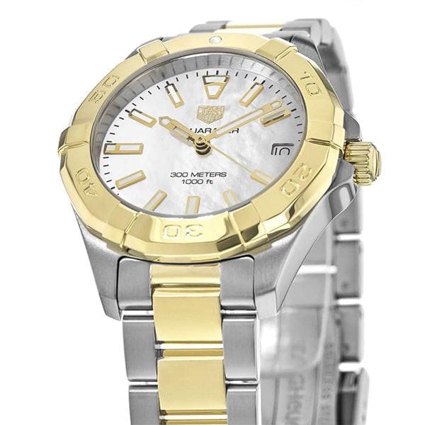 Tag Heuer Aquaracer White Mother of Pearl Dial Two Tone Steel Strap Watch for Women - WBD1322.BB0320