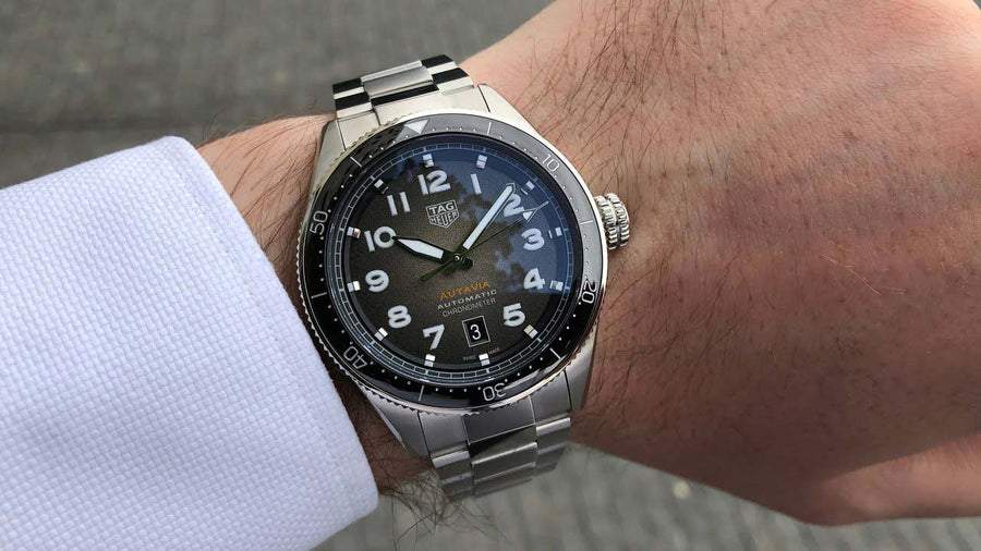 Tag Heuer Autavia Automatic Grey Dial Silver Steel Strap Watch for Men - WBE5114.EB0173
