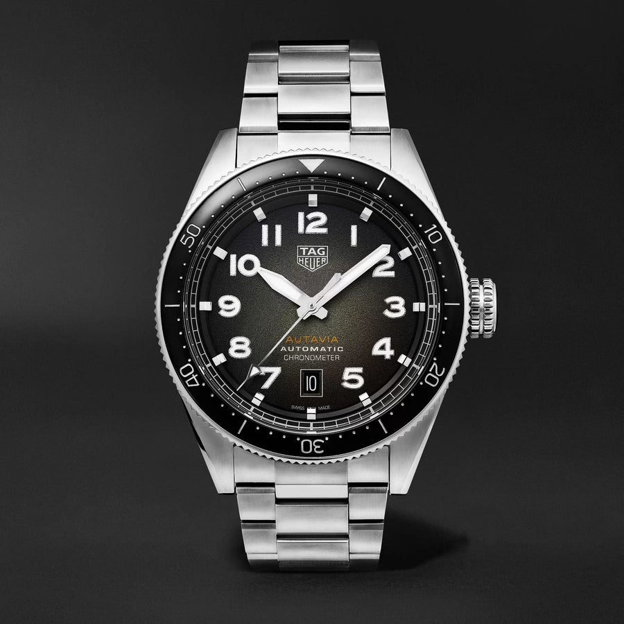 Tag Heuer Autavia Automatic Grey Dial Silver Steel Strap Watch for Men - WBE5114.EB0173