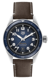 Tag Heuer Autavia Calibre 5 Automatic Blue Dial Brown Leather Strap Watch for Men - WBE5116.FC8266