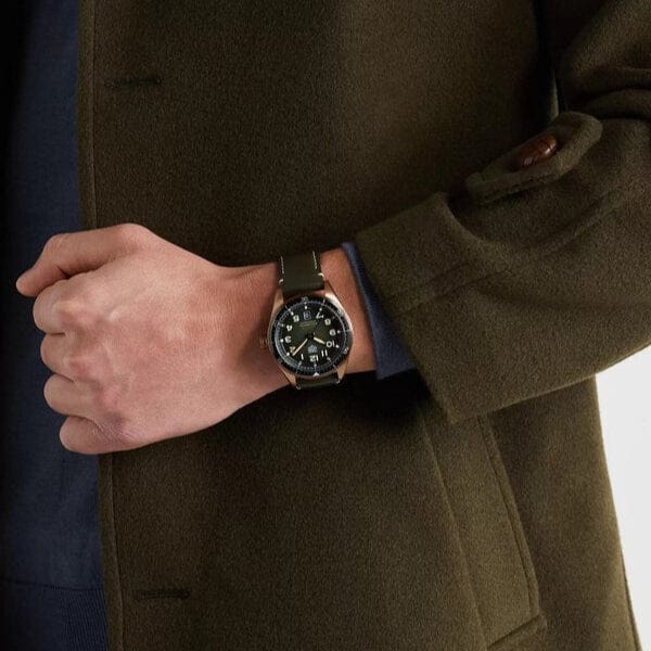 Tag Heuer Autavia Calibre 5 Automatic Olive Green Dial Green Leather Strap Watch for Men - WBE5190.FC8268