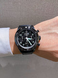 Tag Heuer Autavia Chronometer Flyback Chronograph Black Dial Black Leather Strap Watch for Men - CBE511C.FC8280