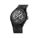 Tag Heuer Carrera Chronograph Tourbillion Titanium Carbon Black Dial Black Rubber Strap Watch for Men - CAR5A8W.FT6071