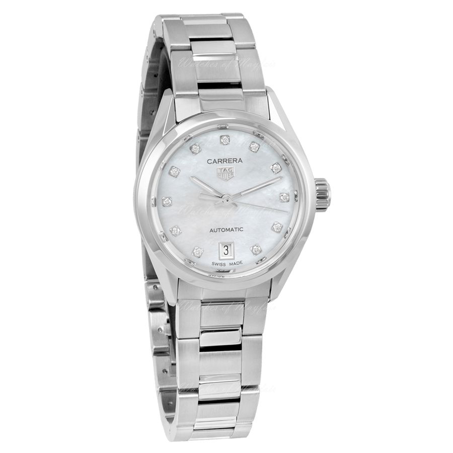 Tag Heuer Carrera Diamonds Mother of Pearl Dial Silver Steel Strap Watch for Women - WBN2412.BA0621