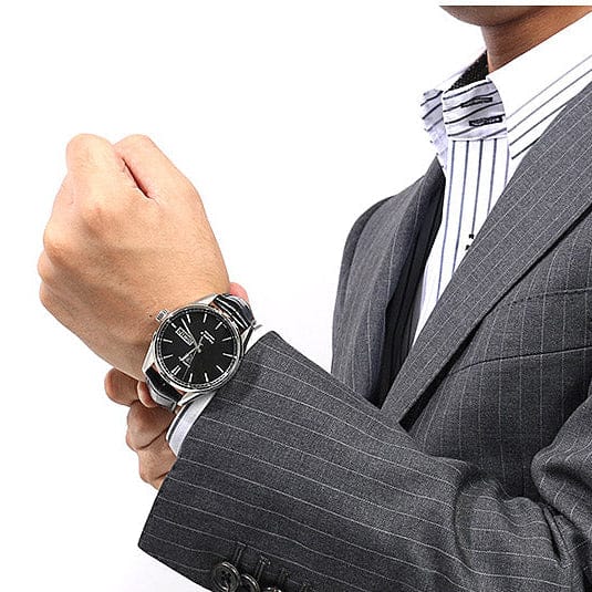 Tag Heuer Carrera Automatic 41mm Black Dial Black Leather Strap Watch for Men - WAR201A.FC6266