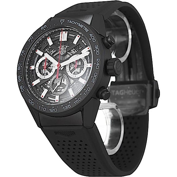 Tag Heuer Carrera Automatic Chronograph Black Dial Black Rubber Strap Watch for Men - CBG2A90.FT6173