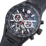 Tag Heuer Carrera Automatic Chronograph Black Dial Black Rubber Strap Watch for Men - CBG2A90.FT6173
