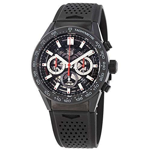 Tag Heuer Carrera Automatic Chronograph Black Dial Black Rubber Strap Watch for Men - CBG2A90.FT6173