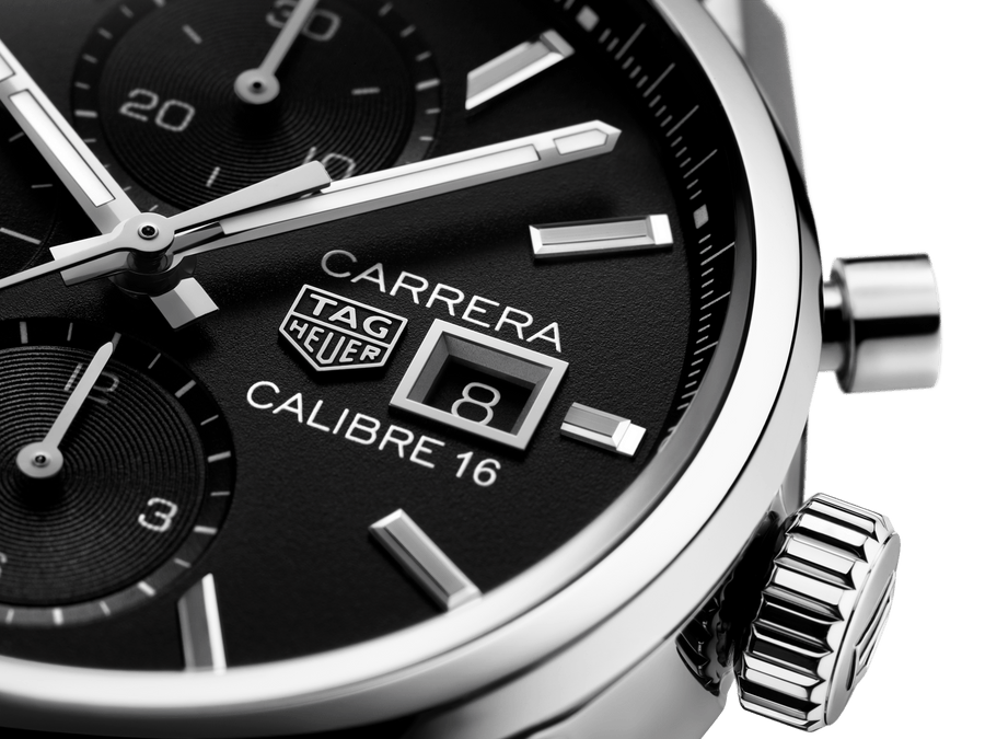 Tag Heuer Carrera Automatic Chronograph Black Dial Silver Steel Strap Watch for Men - CBK2110.BA0715