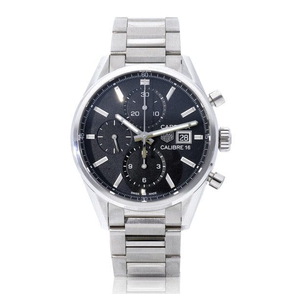 Tag Heuer Carrera Automatic Chronograph Black Dial Silver Steel Strap Watch for Men - CBK2110.BA0715