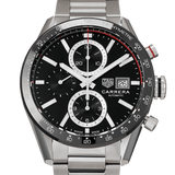 Tag Heuer Carrera Automatic Chronograph Black Dial Silver Steel Strap Watch for Men - CBM2110.BA0651