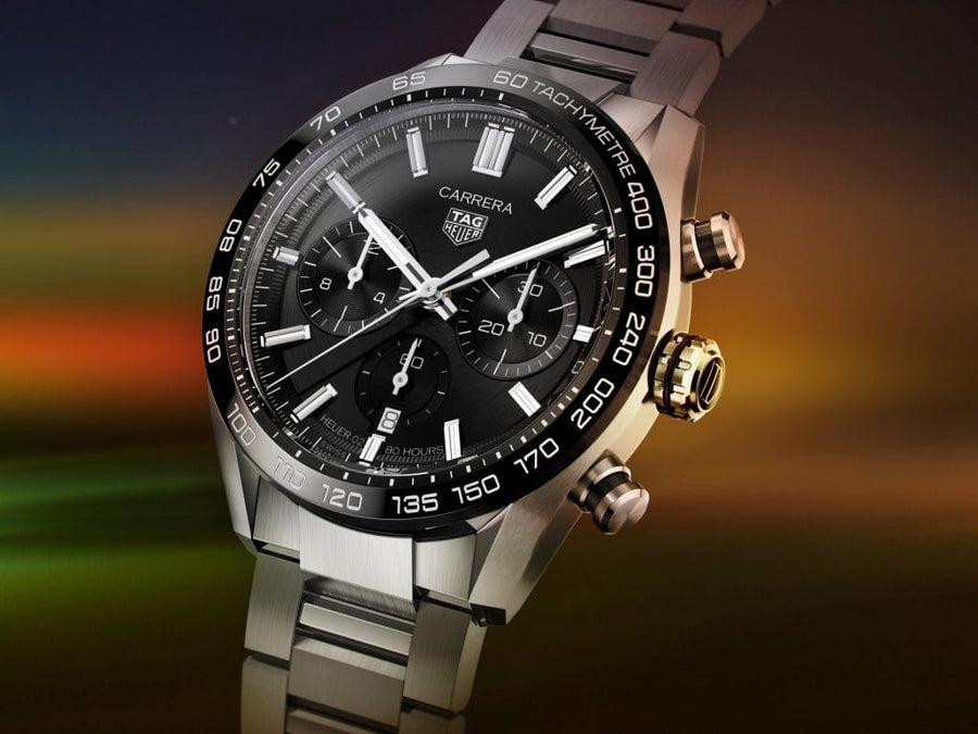 Tag Heuer Carrera Automatic Chronograph Black Dial Silver Steel Strap Watch for Men - CBN2A1B.BA0643