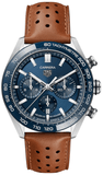Tag Heuer Carrera Automatic Chronograph Blue Dial Brown Leather Strap Watch for Men - CBN2A1A.FC6537