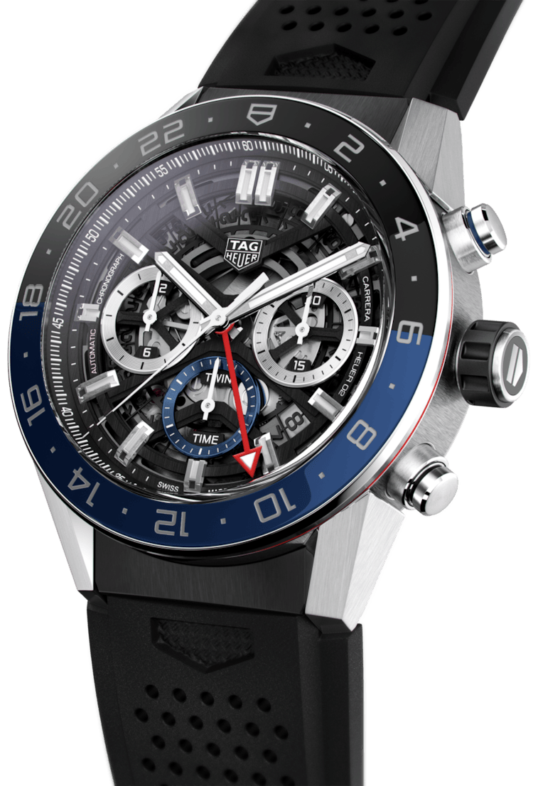 Tag Heuer Carrera Automatic Chronograph Steel & Ceramic Black Dial Black Rubber Strap Watch for Men - CBG2A1Z.FT6157