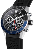 Tag Heuer Carrera Automatic Chronograph Steel & Ceramic Black Dial Black Rubber Strap Watch for Men - CBG2A1Z.FT6157