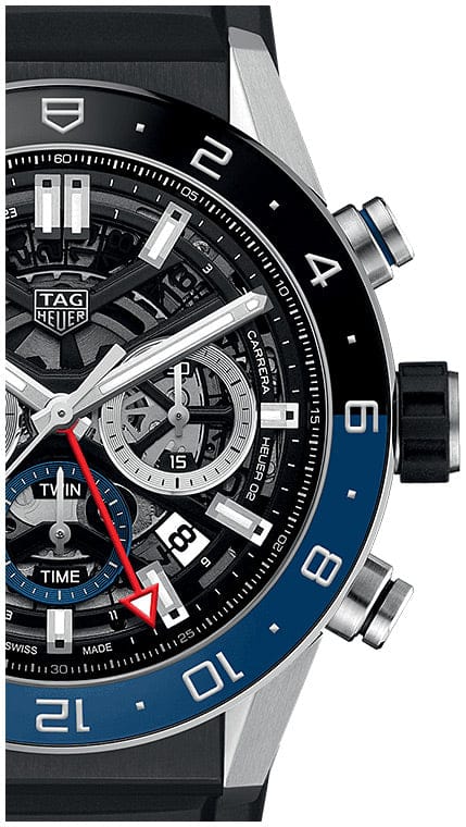 Tag Heuer Carrera Automatic Chronograph Steel & Ceramic Black Dial Black Rubber Strap Watch for Men - CBG2A1Z.FT6157