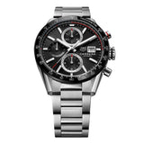 Tag Heuer Carrera Automatic Chronograph Black Dial Silver Steel Strap Watch for Men - CBM2110.BA0651