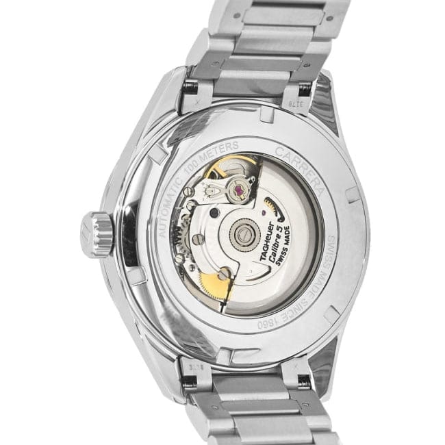Tag Heuer Carrera Calibre 5 White Dial Silver Steel Strap Watch for Men - WAR201D.BA0723